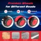 Premium wheels of the 12V Kids Ride On Tractor in red, designed for wood, cement, brick, and asphalt roads.